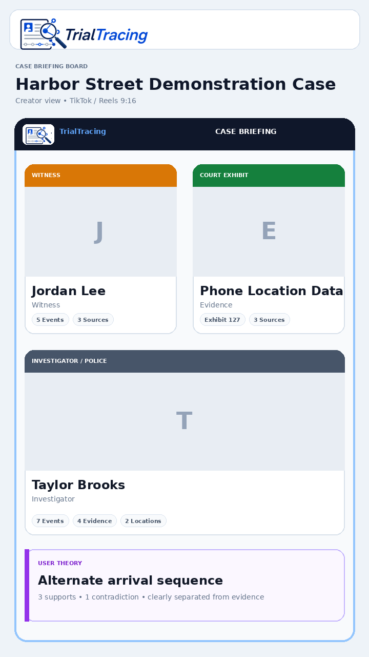 TrialTracing Case Briefing in TikTok 9:16 layout